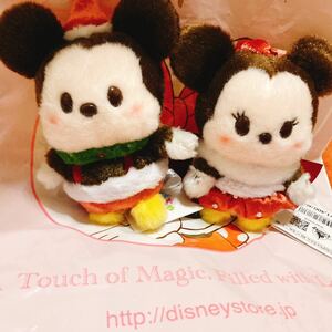 タグ付き　ディズニーストア　ぬいぐるみ　ミッキー　ミニー　うるぽちゃちゃん クリスマス