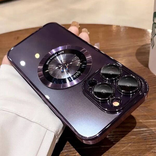 新品未開封 磁気ケース ワイヤレス充電 iPhone 14 pro パープル レンズ アイフォン 耐 衝撃
