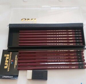  Mitsubishi pencil uni 12 pcs set . rubber . case attaching 