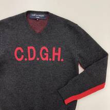 AD2005 COMME des GARCONS HOMME CDGH ロゴ ニット セーター グレー×赤 コムデギャルソンオム 田中オム カットソー archive 3110011_画像3