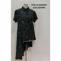 STELLA MARINA COLLEZIONE アシメ 半袖 ドレープシャツ_画像1