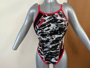 アリーナ タフスーツ メッシュフライバック 女子競泳水着 FSA-9618W 黒/赤ライン サイズM