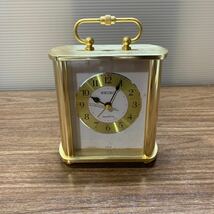 SEIKO セイコー 時計 ゴールド QUARTZ 置時計 レトロ アンティーク ヴィンテージ 雑貨 インテリア (石339_画像1