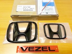 ★新品 HONDA VEZEL ヴェゼル RV3 RV4 E:HEV RV5 RV6用 フロント リヤ ブラック エンブレム 3点セット Black Emblems ホンダ 純正部品