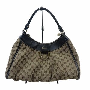 USED GUCCI グッチ アビー GGキャンバス 189833 トートバッグ ワンショルダー ハンドバッグ トートバッグ ブラウン 肩掛け レディース