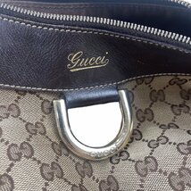 USED GUCCI グッチ アビー GGキャンバス 189833 トートバッグ ワンショルダー ハンドバッグ トートバッグ ブラウン 肩掛け レディース_画像9