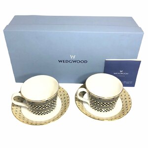 未使用 WEDGWOOD ウェッジウッド SAMURAI サムライ コーヒーカップ ソーサー ペアカップ カップ 2客 セット ボーンチャイナ 食器 陶器 箱付