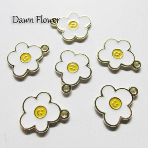 【D-0720】10pcs　花　18×14mm　ホワイト　チャーム　ハンドメイドパーツ