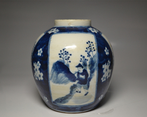 中国美術　染付　花瓶　壺　中国古玩　置物　