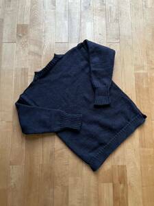 Le Tricoteur ルトリコチュール Guernsey Sweater サイズ34 ウールガンジーセーター ニット ネイビー