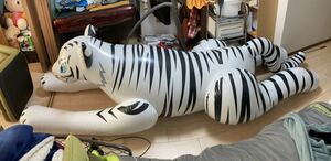 ★レア 人気商品 公式売り切れ Inflatable World製 大きな白タイガーの空気ビニール人形 空ビ 浮き輪 フロート ツヤありタイプ 未使用品★