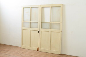 R-068700 antique fittings retro space .... recommendation . old school. sliding door 2 pieces set ( glass door )(R-068700)