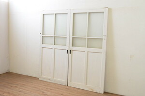 R-068708 antique fittings retro space .... recommendation . old school. glass door 2 pieces set ( sliding door )(R-068708)