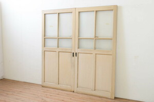 R-068710 antique fittings retro space .... recommendation . old school. glass door 2 pieces set ( sliding door )(R-068710)