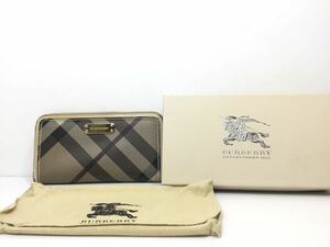 [K-2023]BURBERRY ラウンドファスナー 長財布★レディース マルチカラー チェック キャンバス☆売り切り バーバリー 箱付き 1円スタート♪