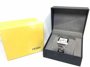 [K-2023]FENDI orologi メンズ腕時計★クォーツ 稼動品 箱.ケース付き☆002-60500G-932 フェンディ♪スクエアフェイス 売り切り