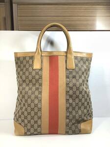 [K-2023]GUCCI トートバッグ★ハンドバッグ バケツ GG柄☆キャンバス レザー 002.1093 3444 グッチ ユニセックス♪売り切り 1円スタート!!