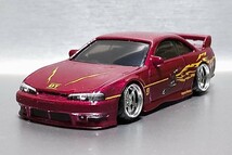 レア 希少 日産 240SX S14 改 シルビア ワイスピ ワイルドスピード 深リム ボルク シャコタン カスタム 改造 ローダウン スポコン (1/64)_画像8