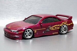 レア 希少 日産 240SX S14 改 シルビア ワイスピ ワイルドスピード 深リム ボルク シャコタン カスタム 改造 ローダウン スポコン (1/64)