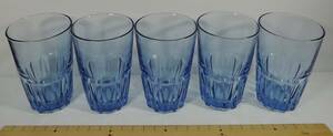 *A103 Showa Retro # blue color / blue glass made glass / glass 5 piece # unused 