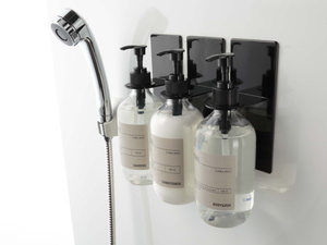 [3 piece set ] magnet dispenser holder ( black ) bottle holder hook bathroom wall surface magnet stylish clean 
