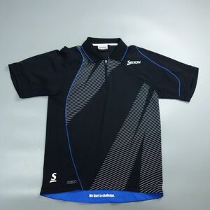 極美品 SRIXON スリクソン ストレッチ ハーフジップ 半袖シャツ ポロシャツ メンズ L ゴルフウェア テニスウェア