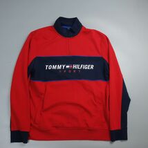 美品 TOMMY HILFIGER トミーヒルフィガースポーツ ロゴ ハーフジップ スウェットシャツ メンズ L_画像1