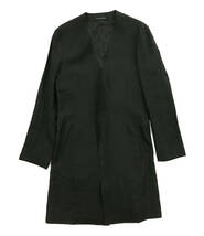 18ss YOHJI YAMAMOTO POUR HOMME リネンクロスノーカラーロングジャケット サイズ2 ブラック ヨウジヤマモトプールオム_画像1