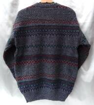 eskimo KNITWEAR エスキモーニットウェア 長袖 ニット メンズ L 英国製 MADE IN ENGLAND 総柄 毛100％_画像2