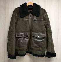 Belstaff ベルスタッフ ムートンジャケット レザー 本革 ファー 羊毛皮 ユーズド加工 ボア ブルゾン サイズ50 店舗受取可_画像1