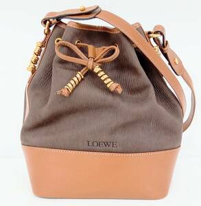 LOEWE L15 ベラスケス ショルダーバッグ ブラウン 巾着 レザー ツイスト ヴィンテージ