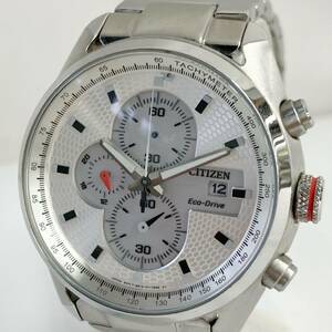 【ジャンク】 【1円スタート！】CITIZEN B612-S080941 Eco Drive ソーラー　クロノグラフ　シルバー　メンズ　腕時計【針取れ有】