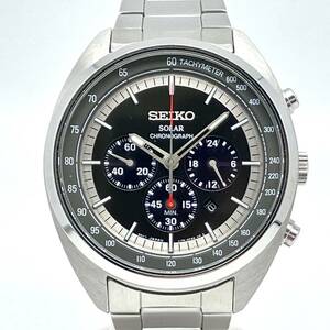 【可動品】SEIKO V175-0EL0 黒文字盤 ソーラー クロノグラフ 腕時計
