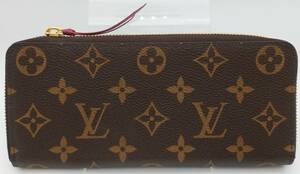 【エントルピー鑑定書付き】LOUIS VUITTON ルイヴィトン モノグラム クレマンス 機番無し ラウンドファスナー 長財布 M60742 レザー 茶