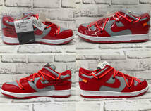 【箱付き】NIKE ナイキ OFF-WHITE オフホワイト DUNK LOW UNIVERSITY RED WOLF GREYユニバーシティ レッド ウルフグレー 黒タグ付き 26.5cm_画像4