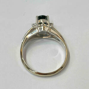 K14WG ホワイトゴールド カラーストーン ダイヤ付き リング 指輪 3.2g # 14の画像5