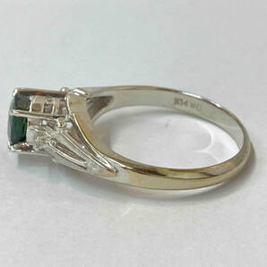 K14WG ホワイトゴールド カラーストーン ダイヤ付き リング 指輪 3.2g # 14の画像3