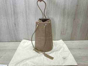 MARCO MASI/マルコマージ レザー ショルダーバッグ クロコ型押し 巾着バッグ ベージュ 保存袋あり