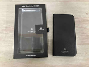 iPhone12 Pro Max用 LANVIN COLLECTION ブックタイプケース black 黒 ブラック 携帯ケース プロマックス 手帳タイプ