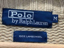 Polo Ralph Lauren ポロ ラルフローレン ジップアップカーディガン ニット ドライバーズ M ベージュ ウール 毛 ダブルジップ オールド old_画像3