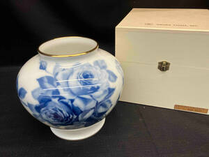 大倉陶園 オークラ OKURA CHINA 花瓶 ブルーローズ フラワーベース