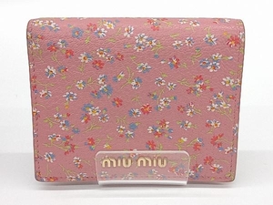 MIU MIU　ミュウミュウ　5MV204　2つ折り財布　マドラスフラワー　ピンク　レディース　箱付　 店舗受取可