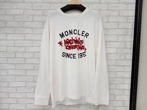 美品 MONCLER I20918D00001 モンクレール メンズ Mサイズ ホワイト 長袖Tシャツ ロンT スウェット フロッキー タグ付 店舗受取可