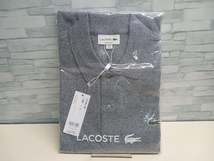 美品 LACOSTE ラコステ L1313LJ-99 長袖 ポロシャツ グレー リブカラー 杢 新品タグ付き_画像1