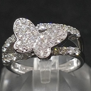 K18 18金 WG ダイヤモンド 蝶 デザイン リング 指輪 ホワイトゴールド D0.67ct 4.7g #7 店舗受取可の画像3
