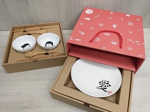 mao’s studio 楽陶陶 食器セット 中皿1枚 スープ皿2個 木製箸 スプーンセット ギフトボックス付き