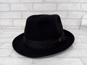 美品 Borsalino Charlait Rasato ボルサリーノ ブラック シャルレイラザート ハット ソフト帽 帽子 サイズ58 メンズ ユニセックス