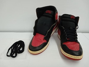 観賞用 NIKE ナイキ Air Jordan 1 エアジョーダン1／Bred／94年復刻 スニーカー ブラック×レッド 25.5cm メンズ スポーツ