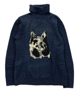 NAISSANCE 21AW DOG TURTLE NECK KNIT Size:M Navy ネサンス デザインタートルネックニット ネイビー