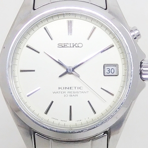 [ジャンク] SEIKO セイコー KINETIC キネティック 5M42-0E10 ソーラー式 余り駒、説明書あり 腕時計